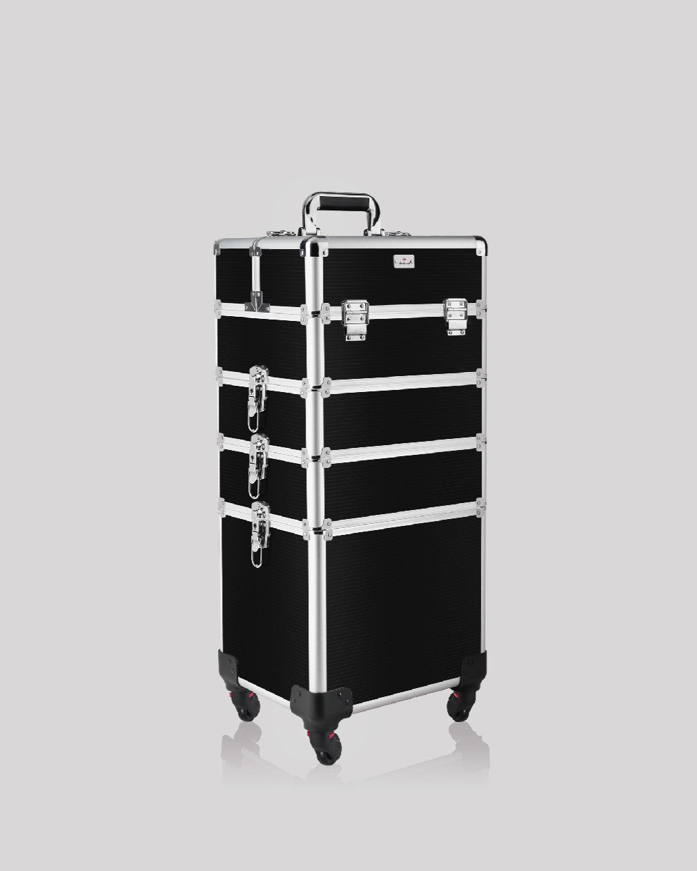 Cosmetiquera Neceser de 4 Niveles Negro Acanalado