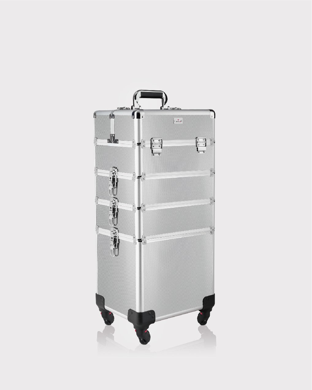 Cosmetiquera Neceser de 4 Niveles Plata Textura