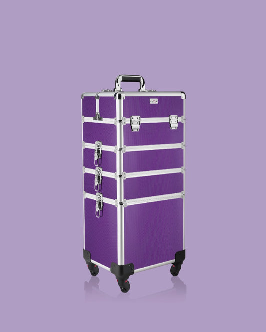 Cosmetiquera Neceser de 4 Niveles Morado Textura