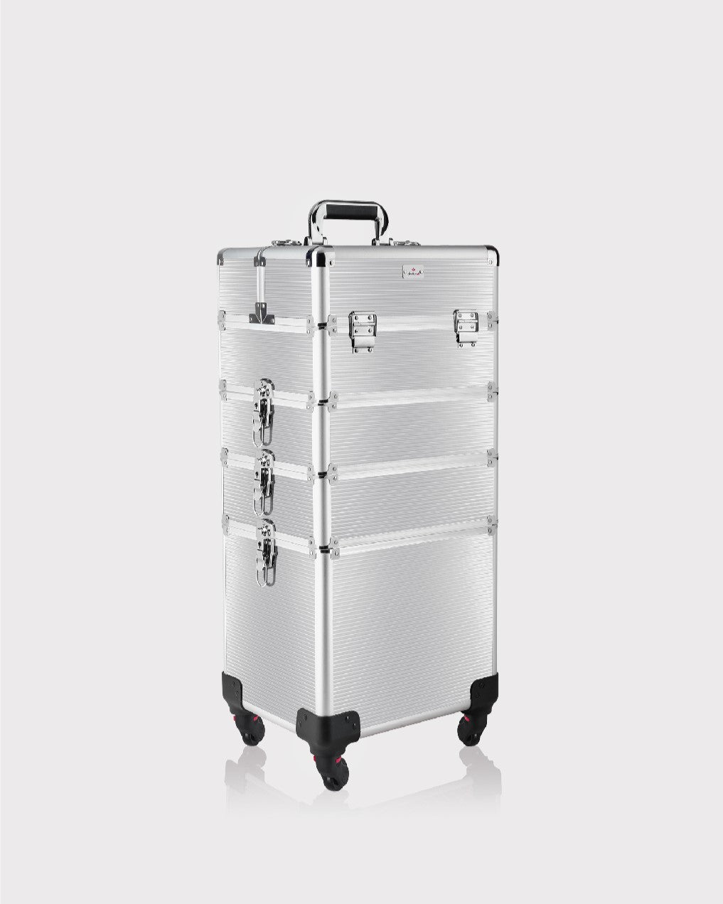 Cosmetiquera Neceser de 4 Niveles Plata Acanalado