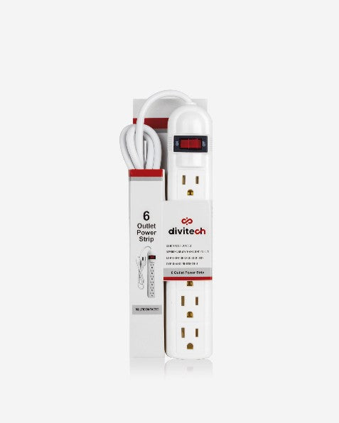 Multicontacto de 6 Entradas y Cable de Cobre 1800w